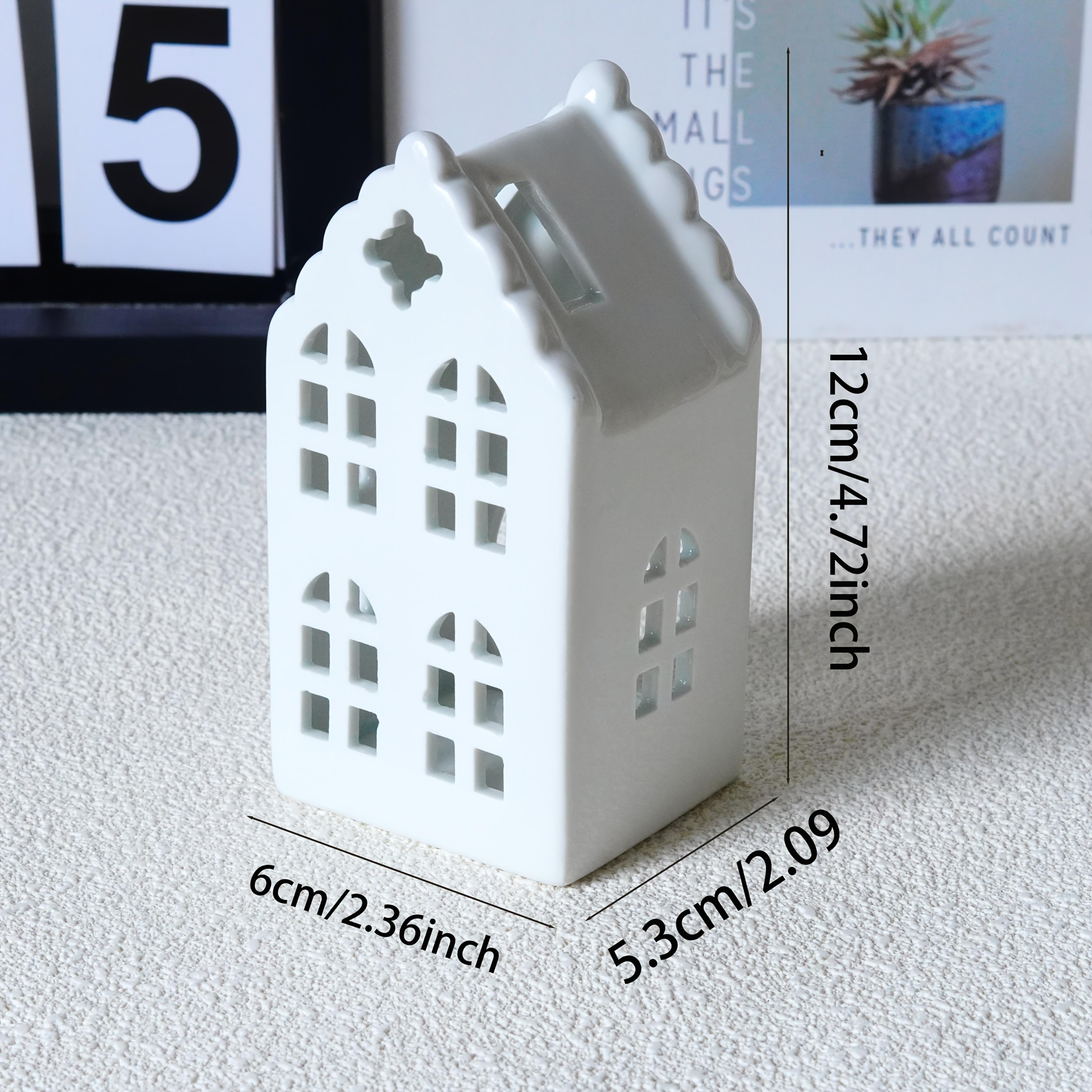TEMU Portacandela e ornamento a forma in ceramica, 1 pezzo - Design realistico con e finestra in innevata, per decorazioni interne e natalizie, si