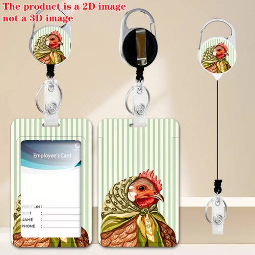 2d flat green striped chicken pattern suitable for nurses teachers compatible with bank cards id cards credit cards bus tickets commuting bus card case id holder