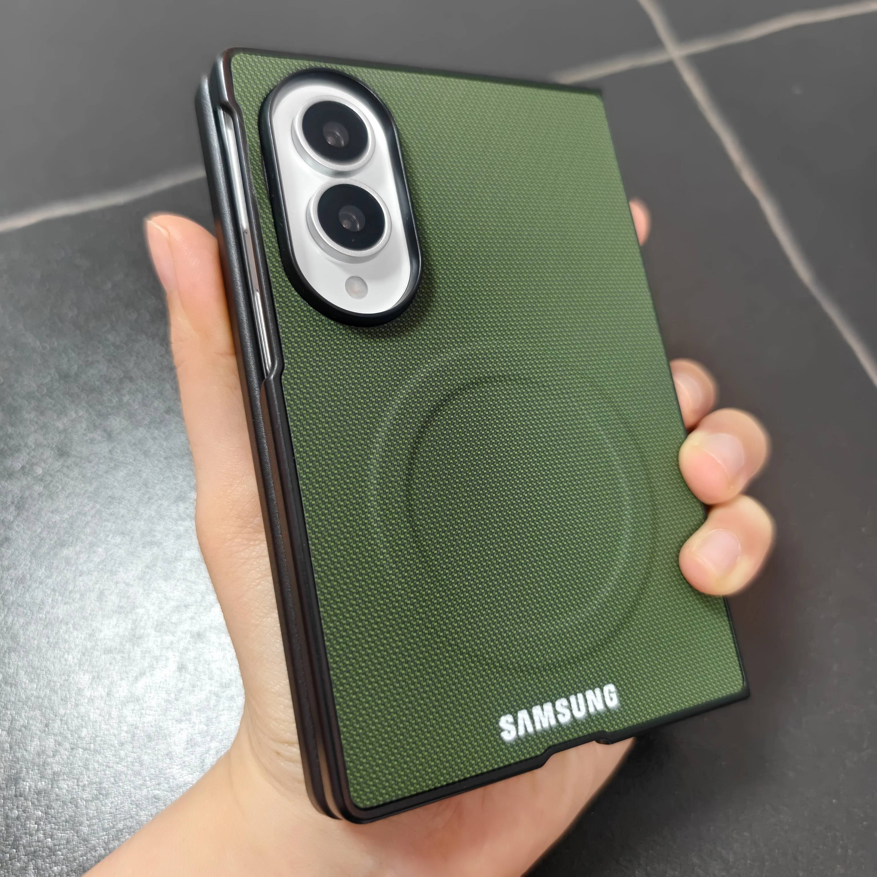 TEMU Phone Case - Detachable Fabric Woven Magnetic Phone Case For Z Fold 8 6 5 4 3 Fold8, Compatible With Wireless Charging And Magnetic Holder