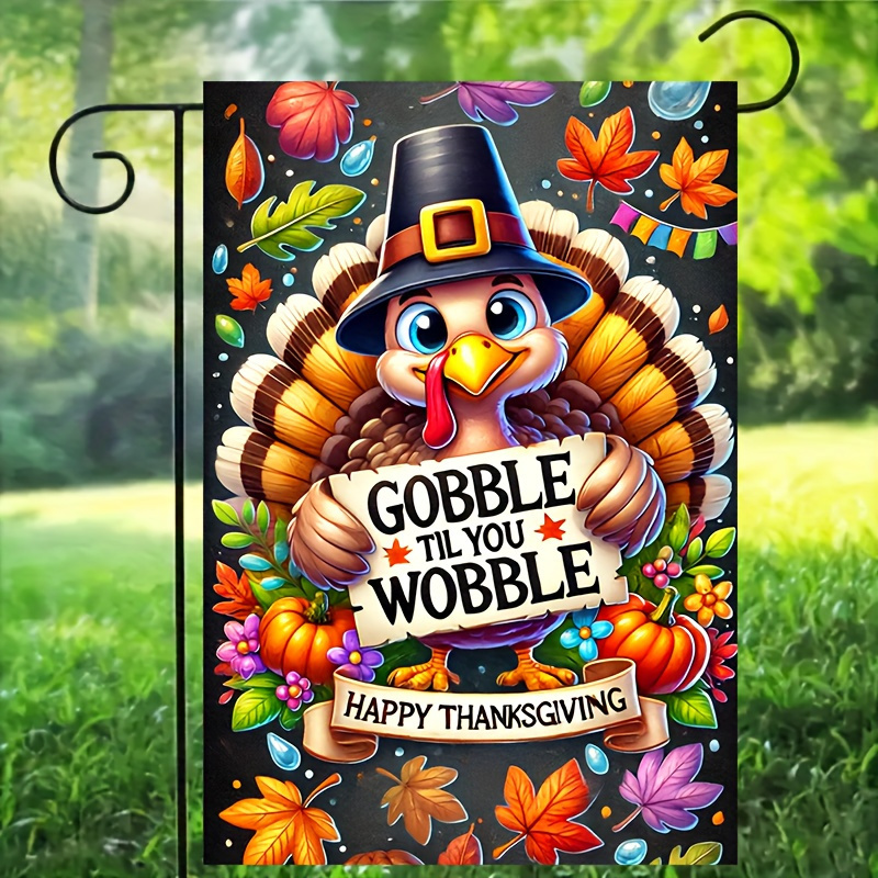 

Turkey And Thanksgiving Garden Flag - 12x18 Inches, Polyester, Suitable For Outdoor And Yard Decorations, Christmas, New Year Outdoor Decorations, Flagpole Not Included