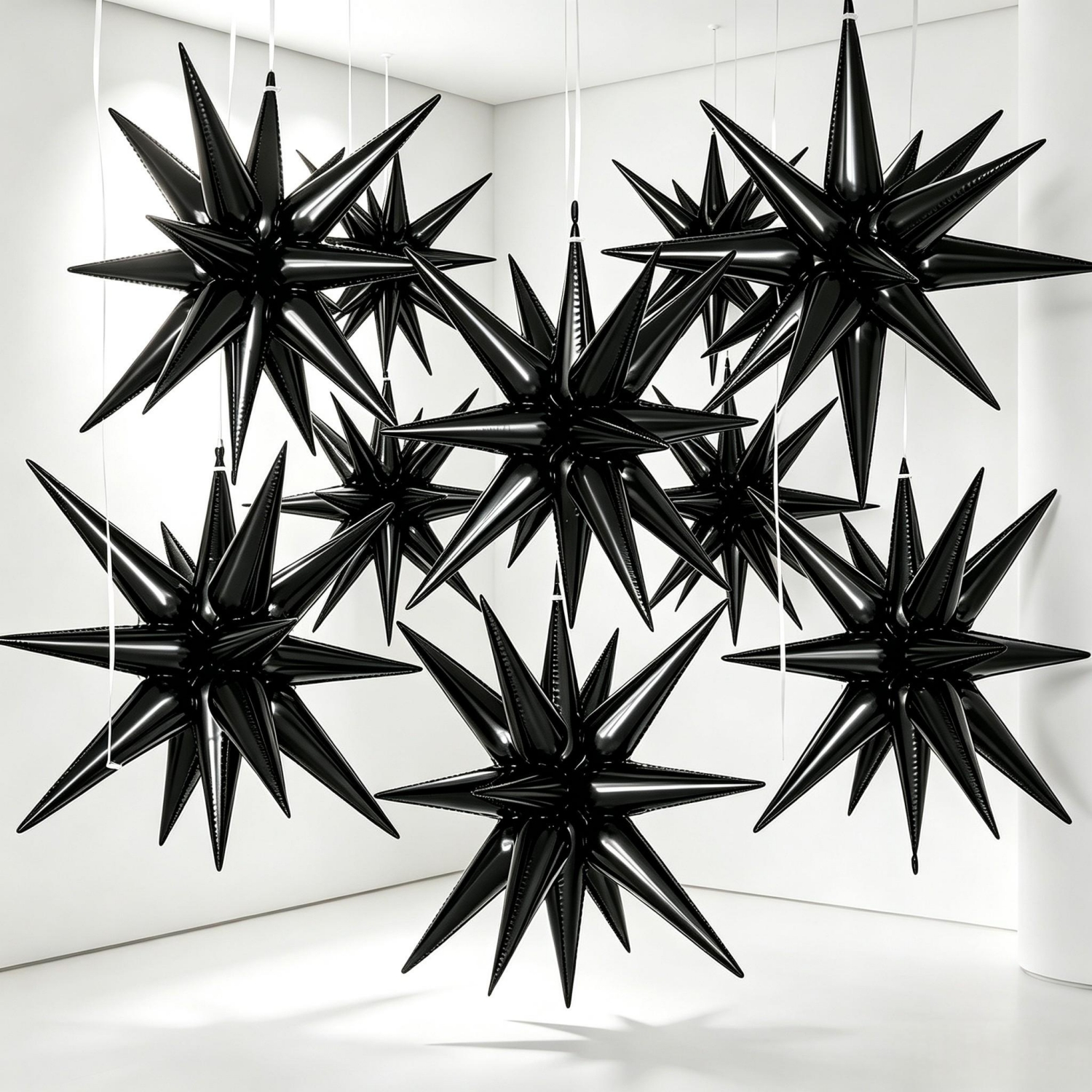 TEMU 9pcs/set Black Explosion Balloons Kit With Ribbon For Ceiling Birthday Wedding New Year Anniversary Ornaments Party Decor