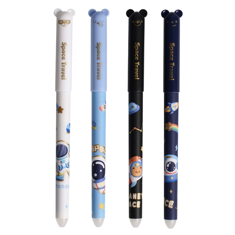 Set 4 Penne Gel Cancellabili A Tema Natalizio, Punta 0.4 Mm, Con Gomma Per Cancellare, Per Scuola E Ufficio
