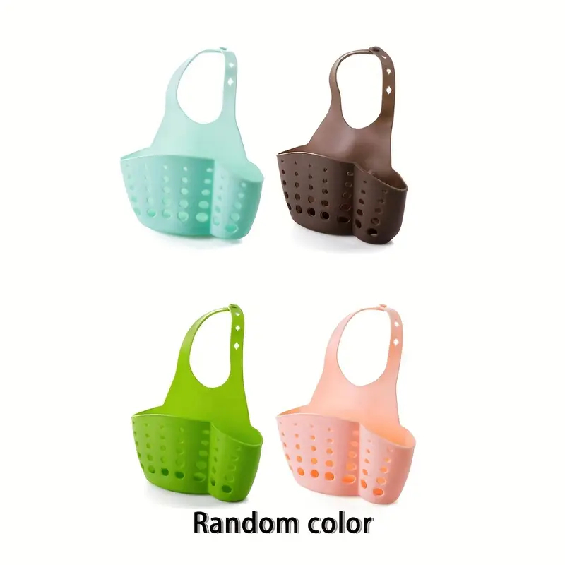 TEMU 2 Random Color Sink-mounted Draining Baskets With Silicone Storage Box, Adjustable Shoulder Strap Draining Rack, Sponge Holder, -hanging Basket,