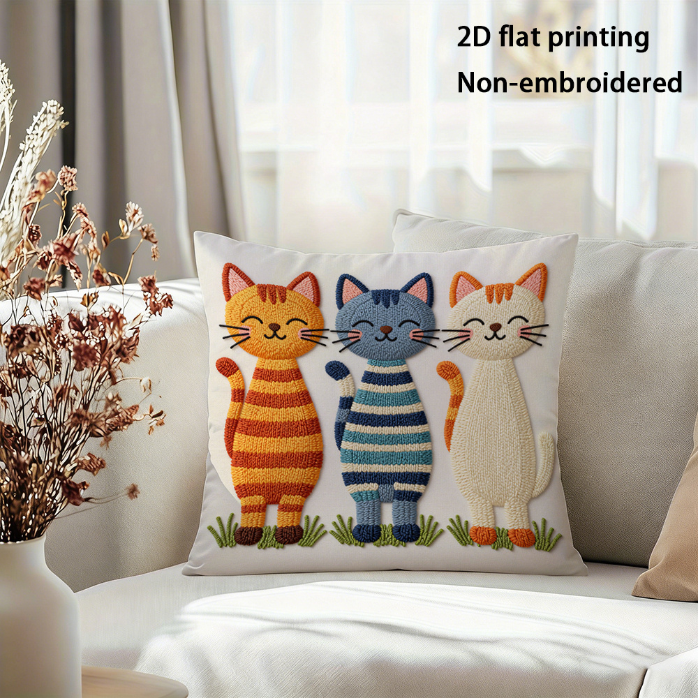 TEMU 2D Piatta - 1 pz con Stampa Piatta 2D con Motivo a Gattino a Tre Colori, per Cuscino da per Soggiorno, Decorazione per Letto di Camera da Letto