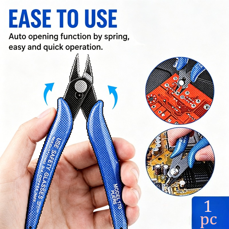 TEMU 1pc Mini Precision Diagonal Cutting Pliers, Wear-resistant Sharp Wire Nipper With Flat , Ergonomic Anti-slip Grips For Electronic Maintenance,