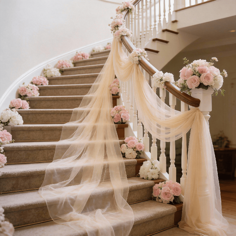 TEMU 1 Roll Of Extra-long 50m/164ft Tulle Garland - Lightweight Sheer Net Suitable For Wedding Aisle Decorations, Ceiling Draping, Party Backdrops,