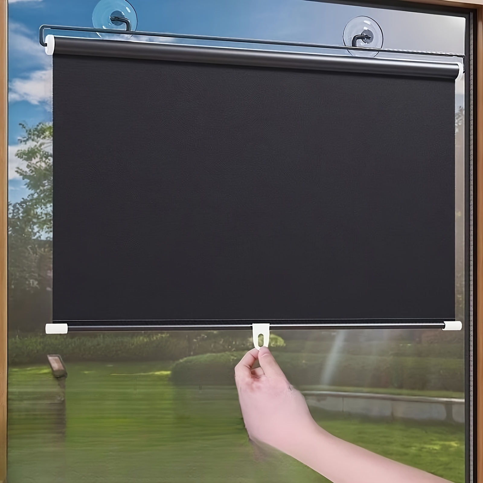 Punch-Free Suction Cup Blackout Curtain - High Quality 100% PVC Thermal Insulated Blackout Roller Shade, Design, Suitable for Kitchen, Bathroom And Car Windows, Modern Style, Blocks Light And Keeps Warm, Bedroom Privacy Screen | Smooth Texture