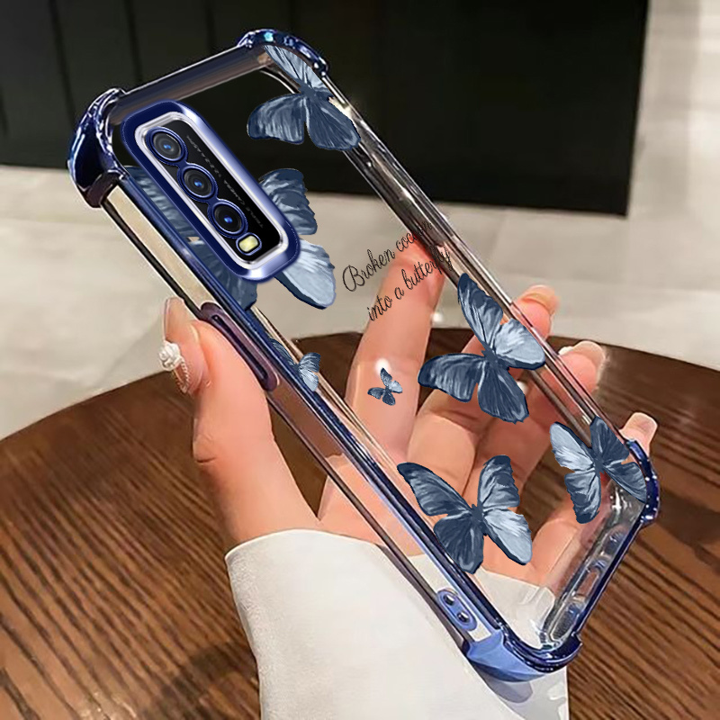 TEMU Funda para teléfono: para vivo Y20 Y20i IQOOU1X Y12S Y20A Y20G Y30G G Y202021 Funda flexible de TPU transparente antigolpes y antideslizante con