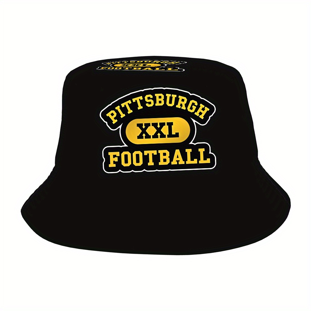 TEMU 1pc Pittsburgh Football Sports Bucket Hat Design For Fishing, Hiking, Camping & Outdoor Activities And , Fishing Hat