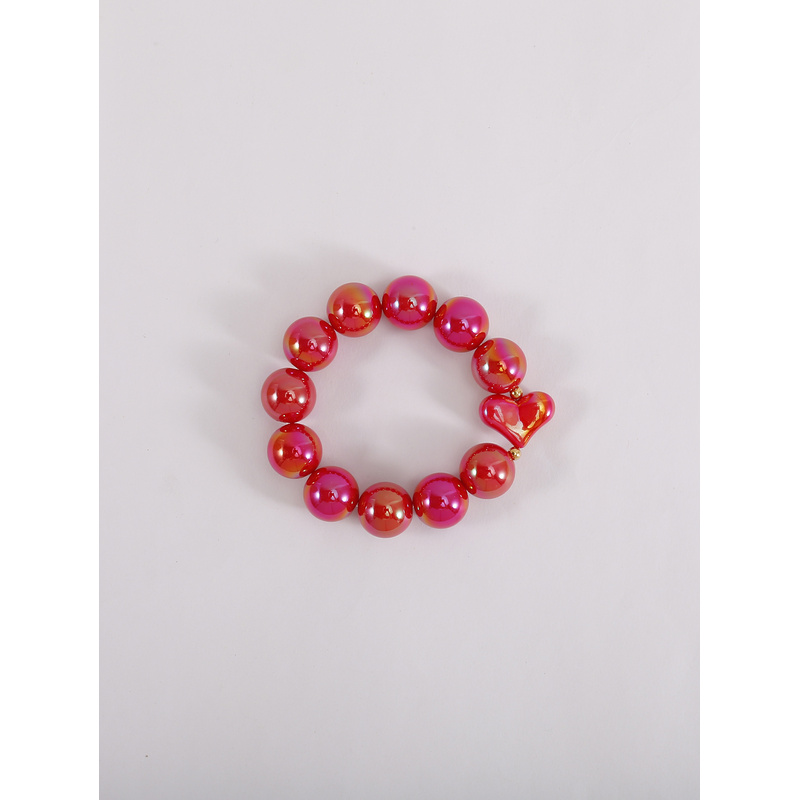 Women's Geometric Beaded Bracelet with Iridescent Effect, Stretchable