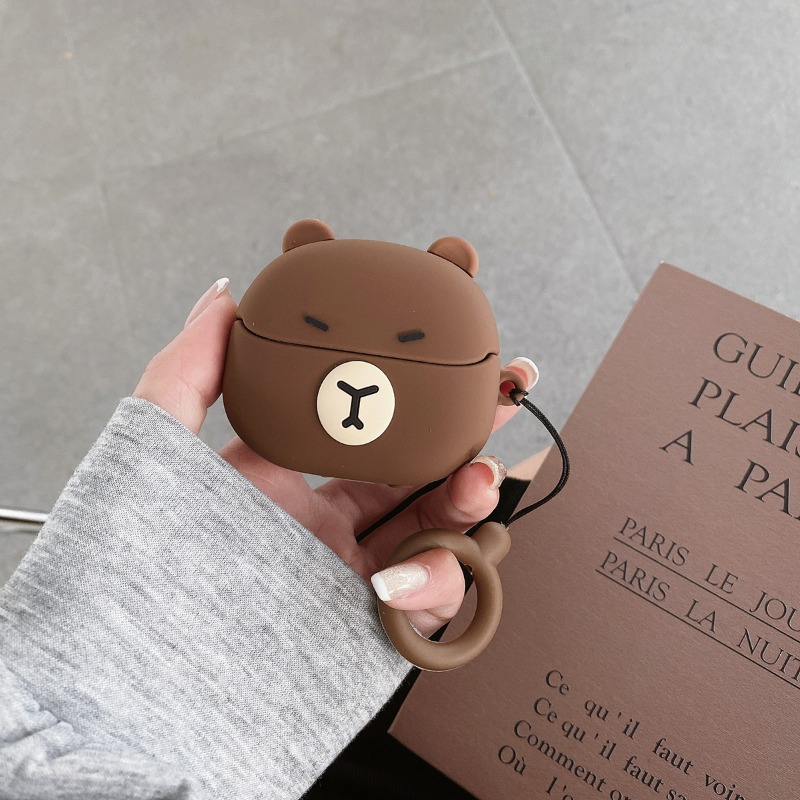 

Silicone Bear Earphone Case Cover, Compatible With Samsung Buds 3/3 Pro, Cute 3d Design Protective Case With Keychain Accessory