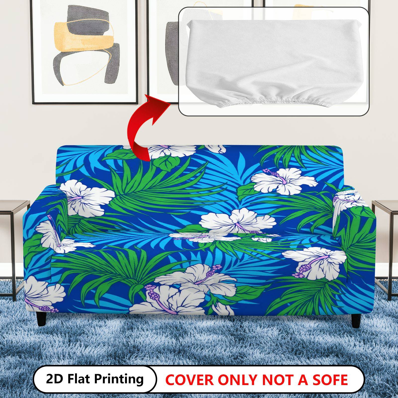 1pc   palm sofa cover soft breathable   suitable for   seater couches machine washable hibiscus palm print cover for modern living room decor palm for sofa no christmas decor
