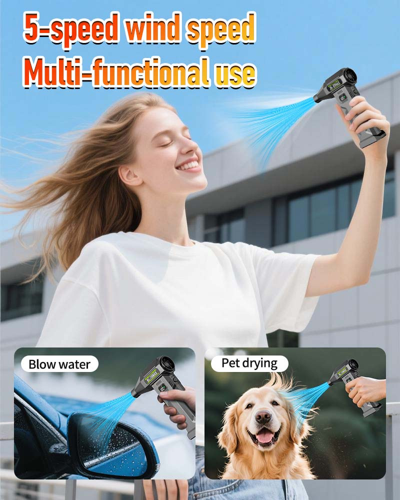 2026 Model Yard Lawn Leaf Blower Snow Blower, USB Rechargeable Dual-Use Car and Home Cleaning Dust Blower Fan, High-Pressure Handheld Turbo Jet Fan, Summer Cooling Fan Suitable for All 12 Months, 9000000 RPM High-Speed Brushless Motor, Built-in 2