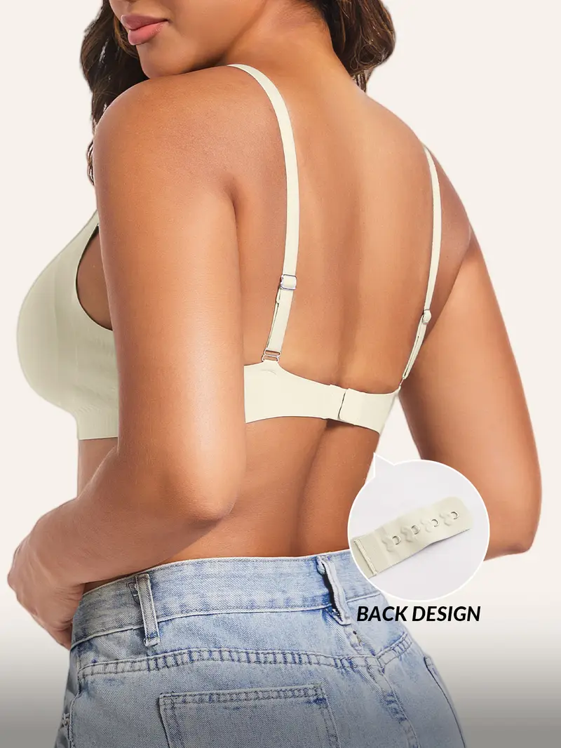 3pcs womens solid color elegant bra with push up anti sagging breathable seamless wire free removable pads underwear for versatile daily wear Product details 1
