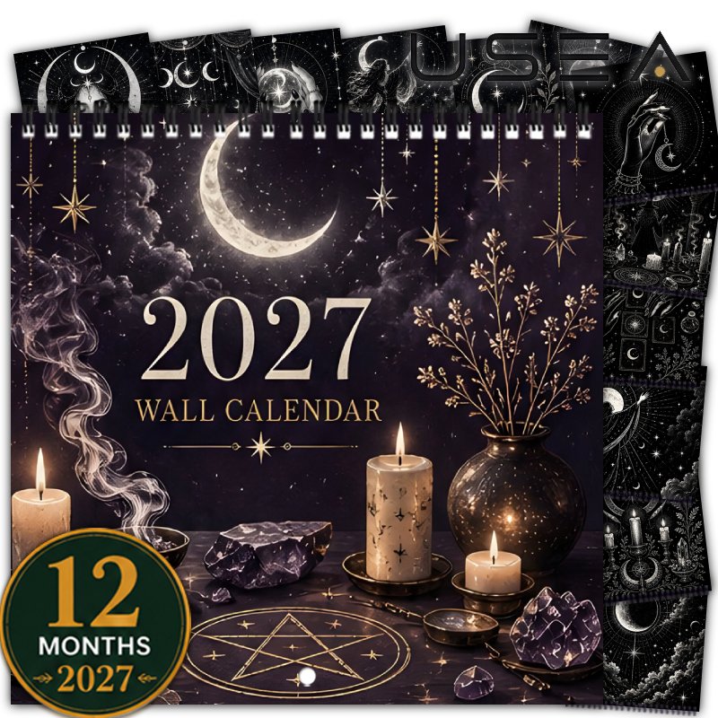 TEMU 2027 Large Wall Calendar With Spiral Binding - 12-month Monthly Planner, Moon Phases Chart & Us Holidays Suitable For Home, Office, - Spiral