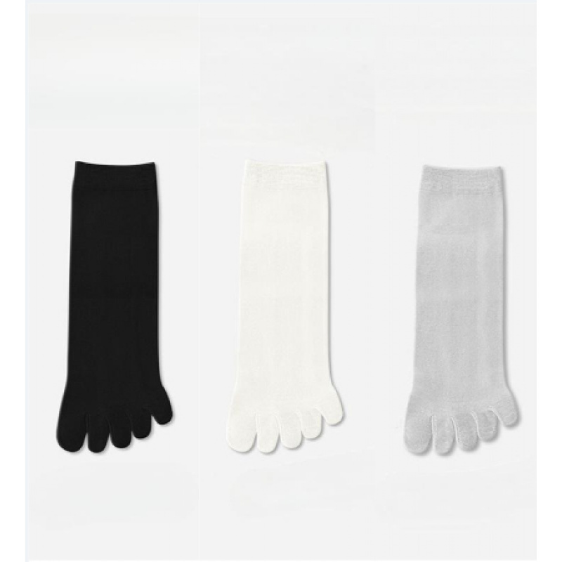 TEMU [3 Pairs]women's Mid-length Summer Mesh Breathable Five-toe Socks Made Of , Suitable For Sports In The Summer