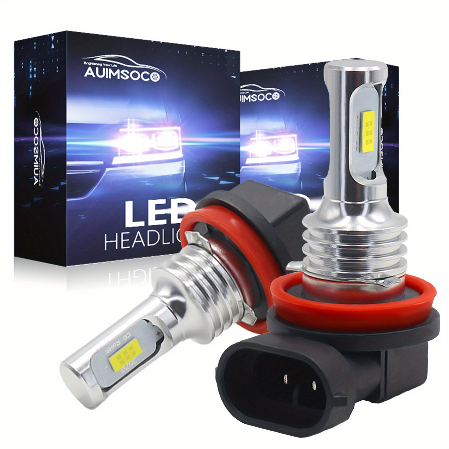 

2pcs Led Headlight Bulbs 300% , 9005 Hb3 9006 Hb4 H11 H8 H7 For Low Beam High Beam, 6000k High Power Lamps, , Without Battery