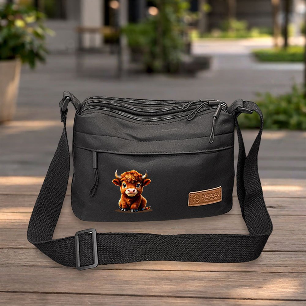 TEMU 1pc Highland Cow Print Design Women' Shoulder Bag With Internal Space For Phone And Essentials. Suitable For Fitness, Sports, Travel, Hiking,