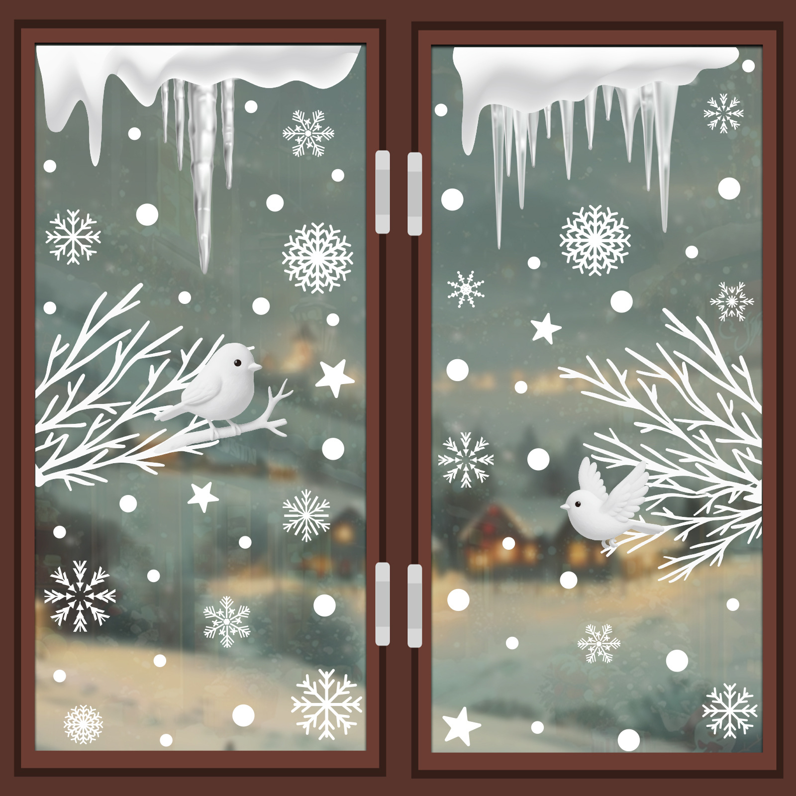 TEMU 2 Sheets Christmas Decorations White Snowflakes Snowman Static Stickers Shopping Mall Window Scene Layout Glass Stickers, Festive Display,