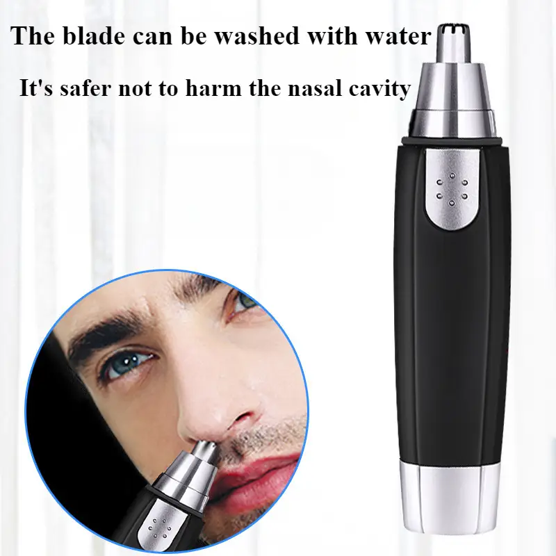 2 1 electric nose ear hair trimmer for men women battery powered detachable portable design with golden accent blades multi purpose facial hair trimmer for eyebrows face hair storage case Product details 2