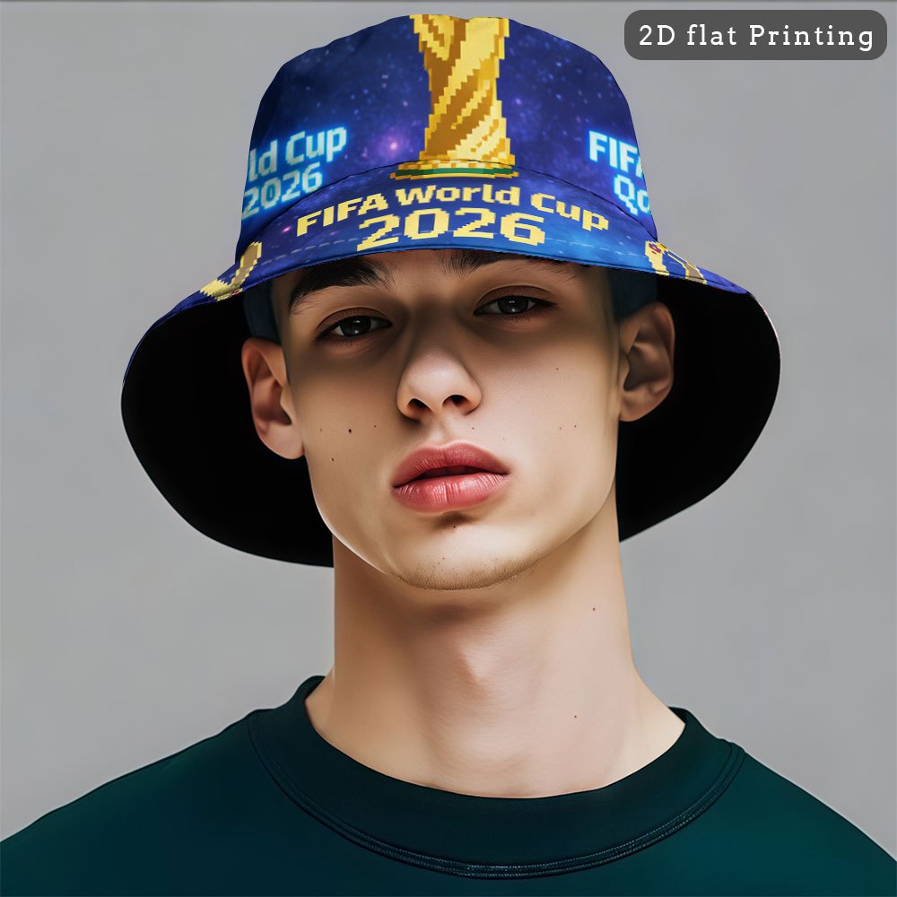 1pc FIFA World Cup Fisherman'S Hat - A Must-Have for Trendy Street Style Icons, This Eye-Catching Design Is Unique And Stylish, a Must-Have for Trendy Men, And a Perfect Gift for Couples