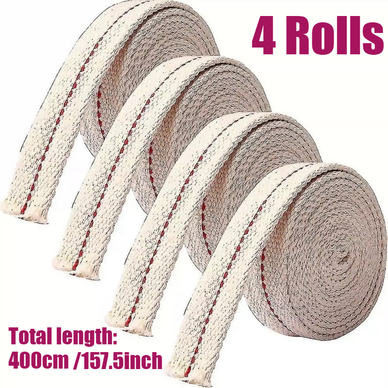 TEMU 4-meter-long Wick Refills, Packed In 4 Rolls. Suitable For Lanterns, Candles, Kerosene Lamps, New Year Lanterns, Candle-making Materials, And