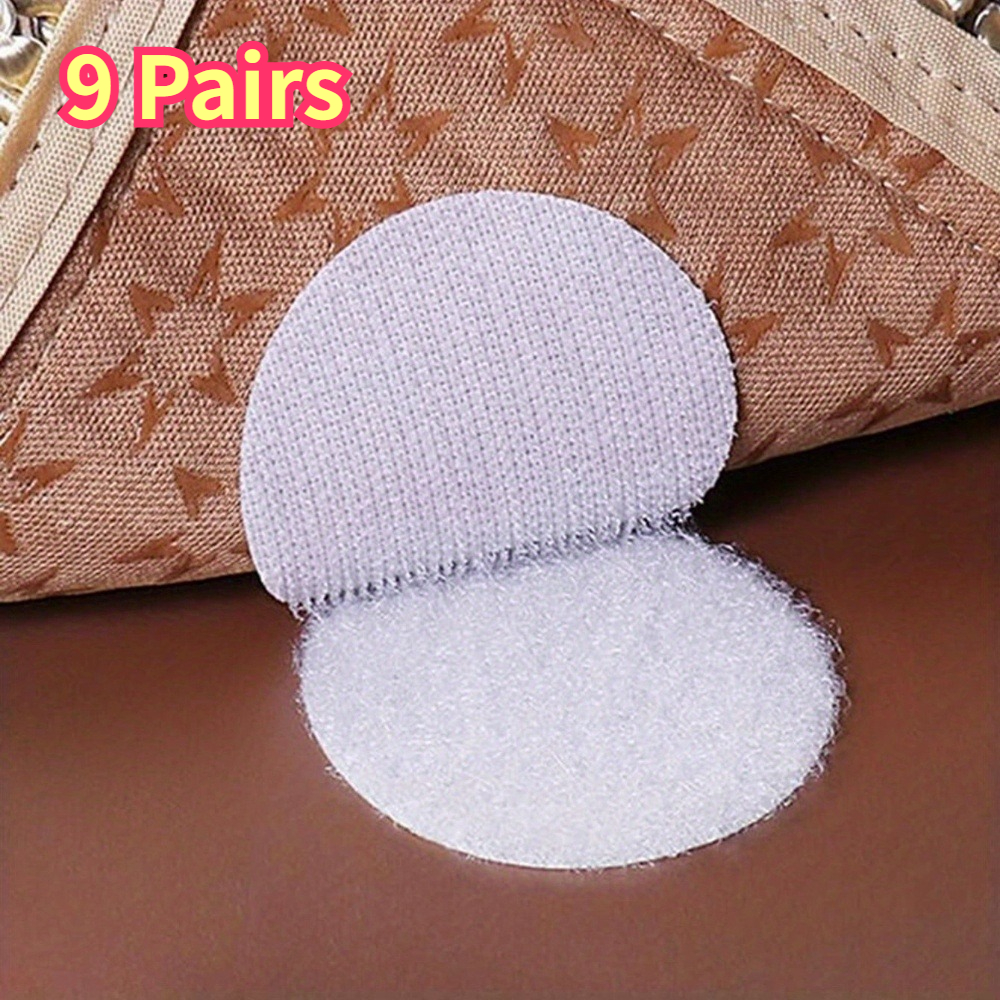 TEMU 9 Pairs Heavy-duty Non-slip Grip Pads Suitable For Home, Office, Gym - Reusable Self-adhesive Hook & Loop Tape With Traceless Removable Backing,