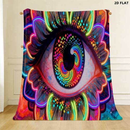 1 warm psychedelic surreal art eye floral mandala print throw blanket breathable ultra soft material vibrant design multiple specs accessory for bedroom living room office travel