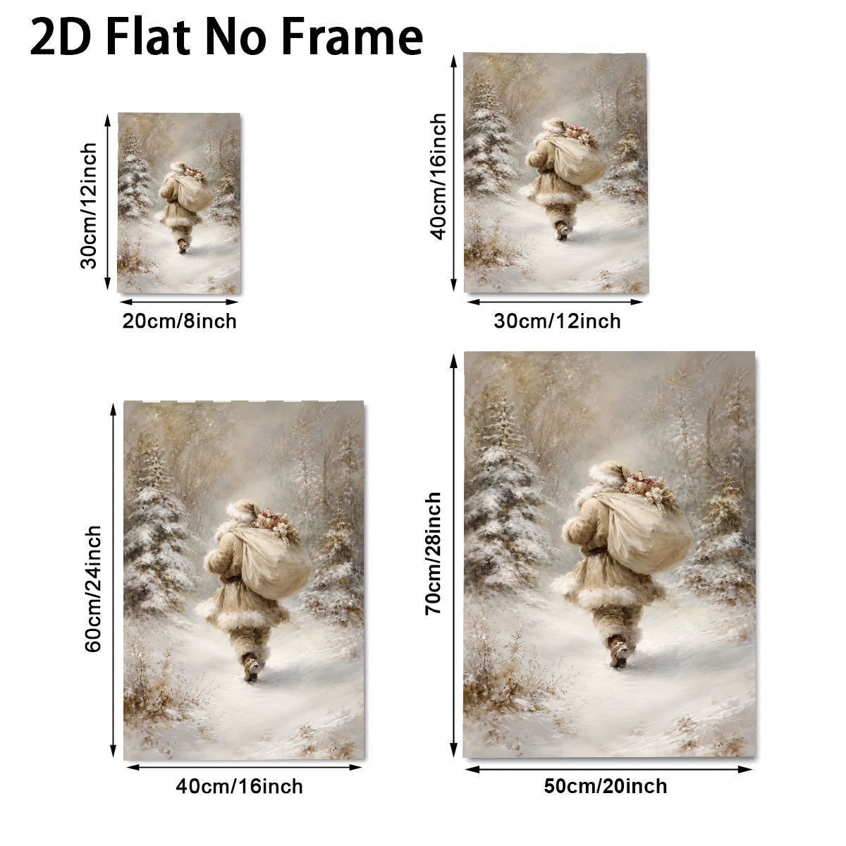TEMU 2d Flat, 1pc Christmas Vintage Style Wall Art Santa Claus In Canvas Posters Unframed Art Prints Winter Canvas Painting Bedroom Kitchen Bathroom