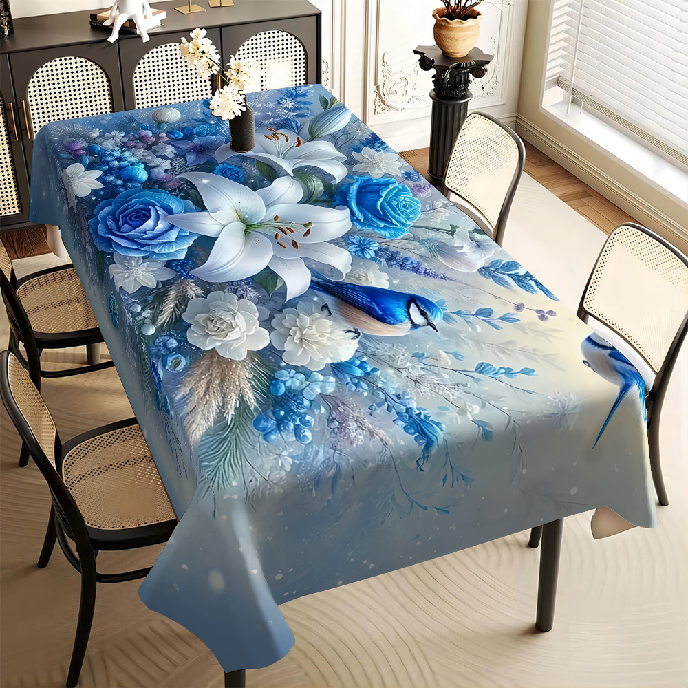 

Floral Tablecloth Christmas Decorations Printed Craft Table Cover, Tablecloth For Home Kitchen Dining Christmas Party Patio Indoor And Outdoor Use