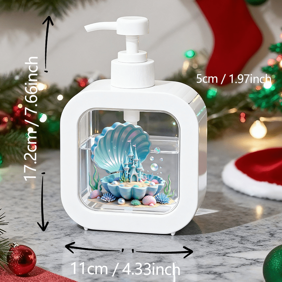 TEMU Home Bathroom Creative Dispenser, Hand-pressed Pump - Exquisite Ocean-themed Castle, In A Enormous Seashell, With Pearls, Coral, And Aquatic