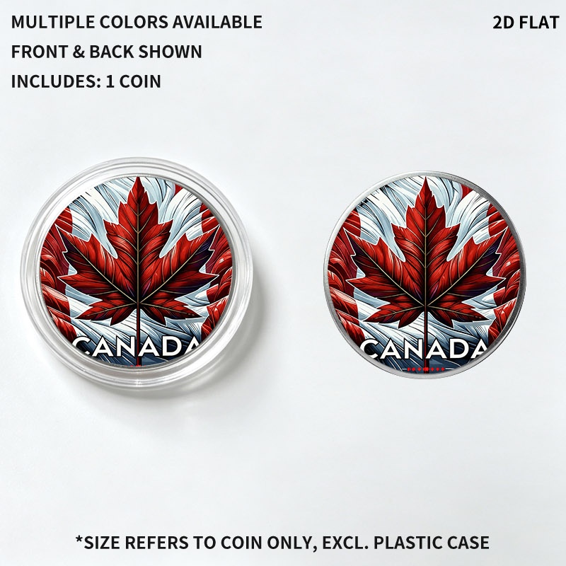 TEMU Pièce décorative feuille d'érable rouge canadienne patriotique, artisanat en alliage de fer avec bordure circulaire , 1pc, plusieurs