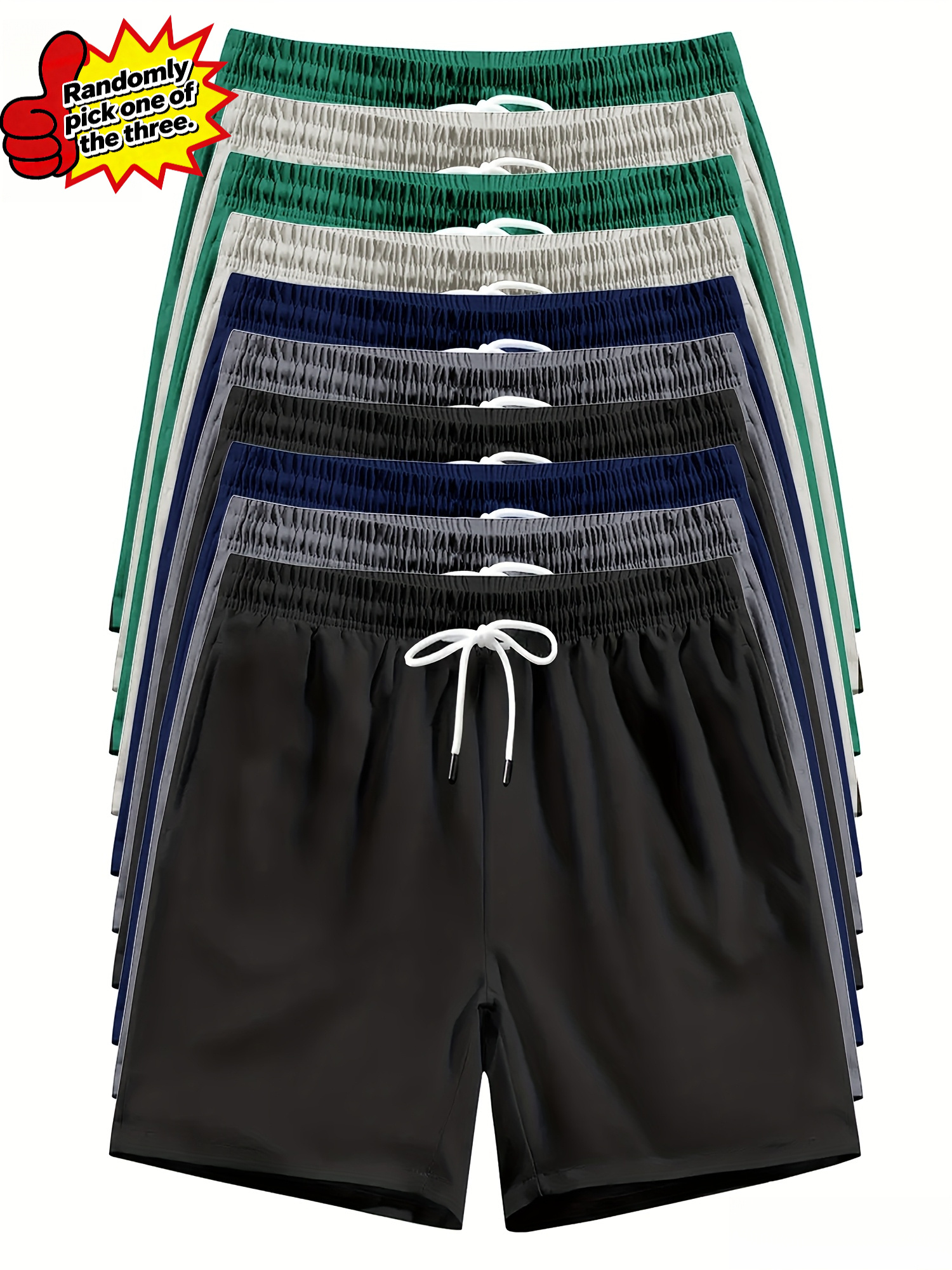 plus size men 10pcs mens casual loose quick   shorts 1pc random   elastic waistband with drawstring lightweight pocketed mens sports running shorts for fitness and training