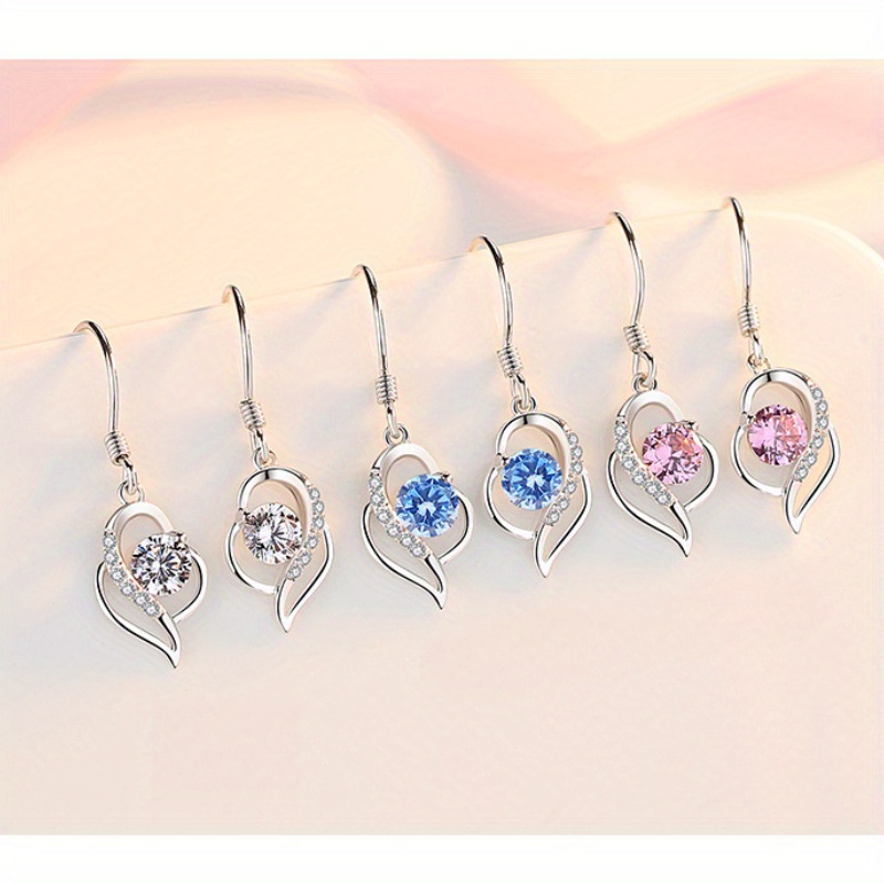 TEMU 3 Pairs Of Synthetic Synthetic Zirconia Water Drop Earrings With Inlay In 3 Colors, Geometric , Suitable For Women, Weddings, Banquets, Festival