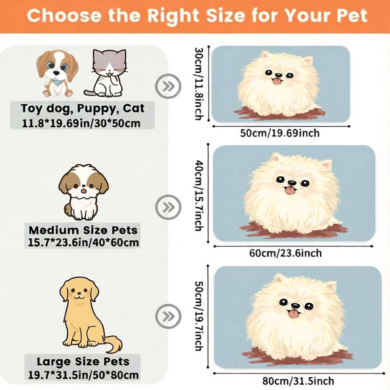 TEMU 【滑り止め付き】のふわふわ子犬柄 ペット用マット、かわいいデザイン、漏れ防止、お手入れ簡単、汚染防止。洗濯機で洗える丈夫な製品、全犬種対応、持ち運び可能でアウトドアにも最適