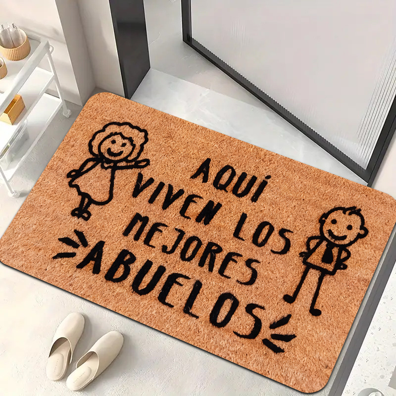 TEMU 1 pieza Alfombra de Entrada de Terciopelo Dorado con Diamante "Mejores " en Español - Eslogan "AQUÍ VIVEN LOS MEJORES ", Alfombra de Entrada