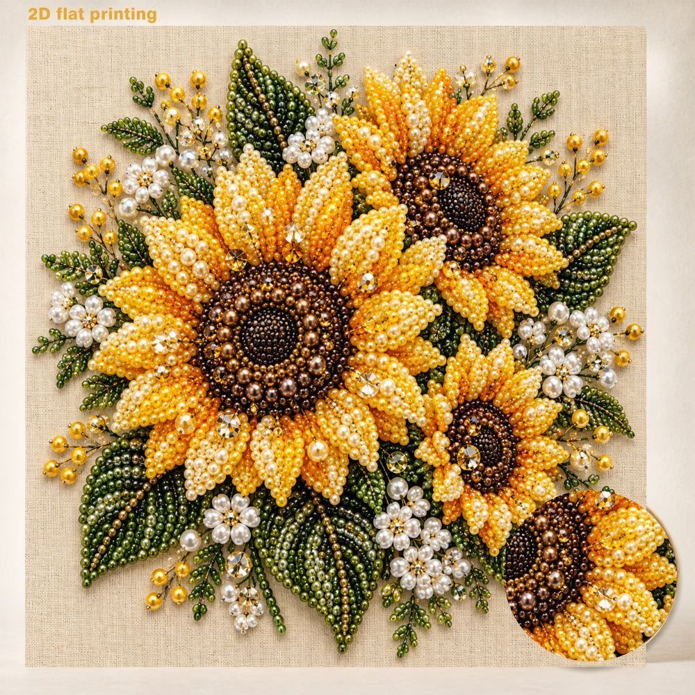 TEMU Diy Pearl Art Painting Kit, Diy Sunflower Handmade Pearl Painting Art Set, Adult Craft Shining Gemstone Decorative Painting, Frameless 2d Flat