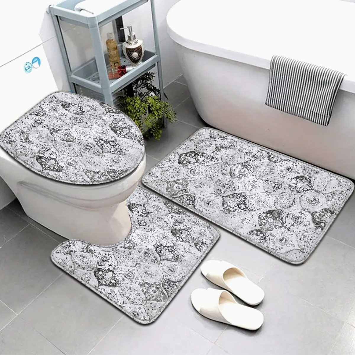 3 teiliges bohemian stil badezimmer set: toilettenbezug u