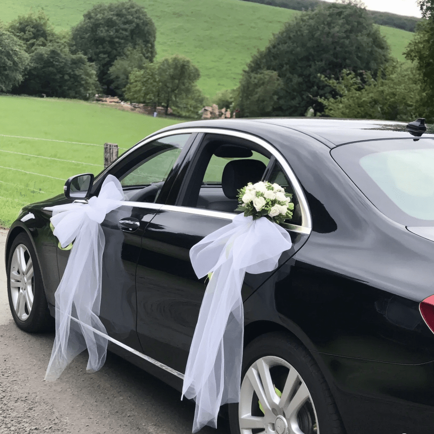 E-shop 6 Stück, L79 x W30 Zoll High-End Rosa Hochzeitsauto Dekorationsgarn, Weißes Mulltuch, Transparentes Netz, Geeignet für Hochzeitsauto Dekoration,