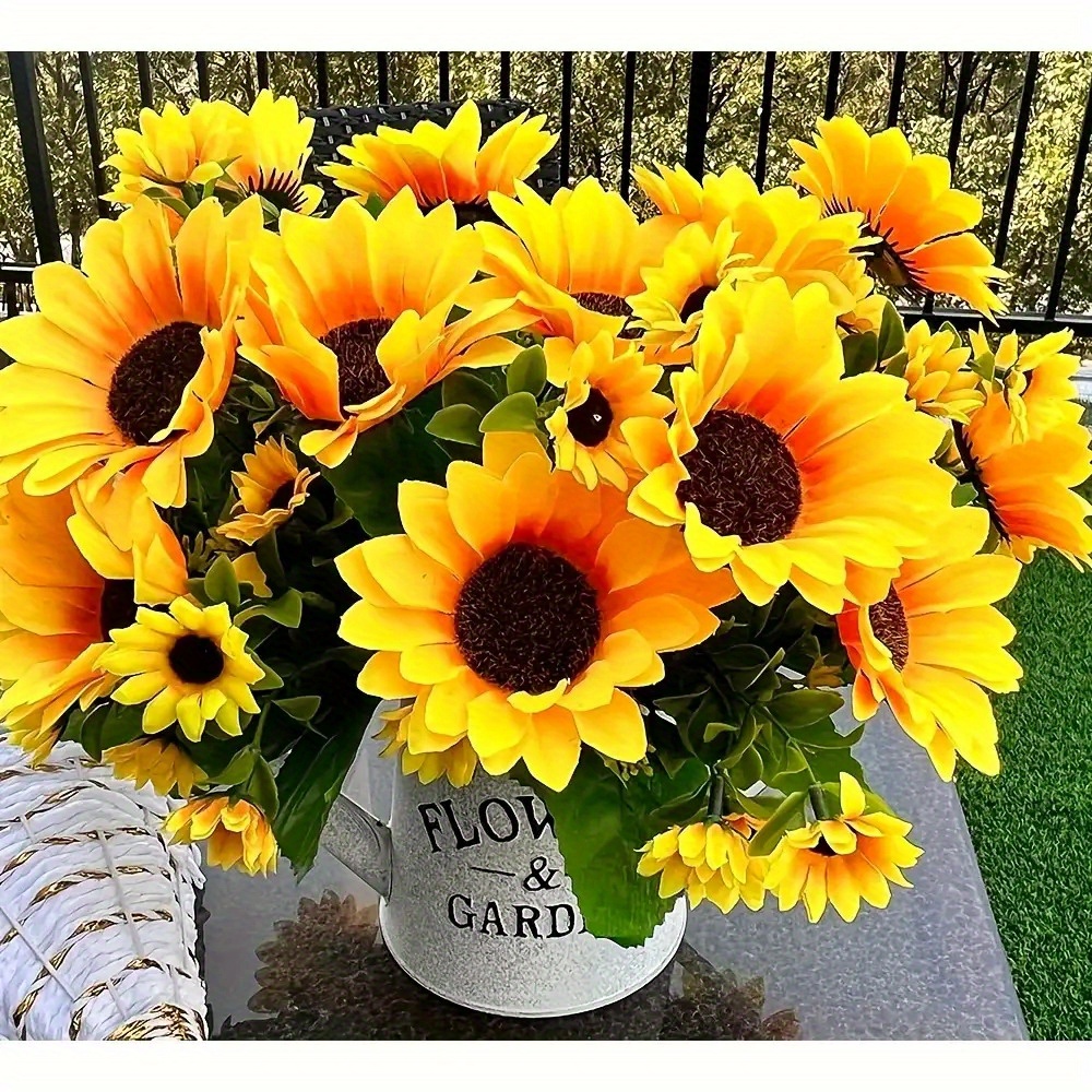 5 bundles 13 heads sunflower sunflower bouquet   diy craft wedding party decoration indoor and outdoor decoration