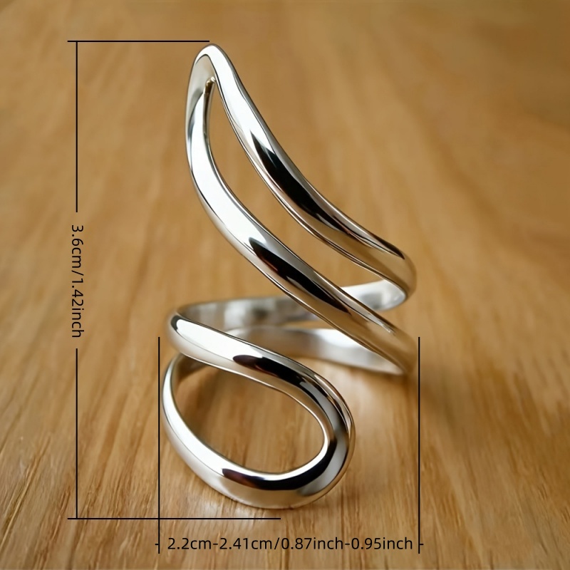 Unisex Spiral Twisted Lines Adjustable Ring, Creative Geometry Design