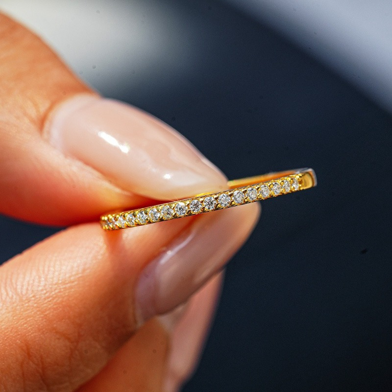 TEMU 0,25 guld S925 silver moissanite vigselring, mångsidig moissanite vigselring i S925 silver, minimalistisk moissanite ring i S925 silver för