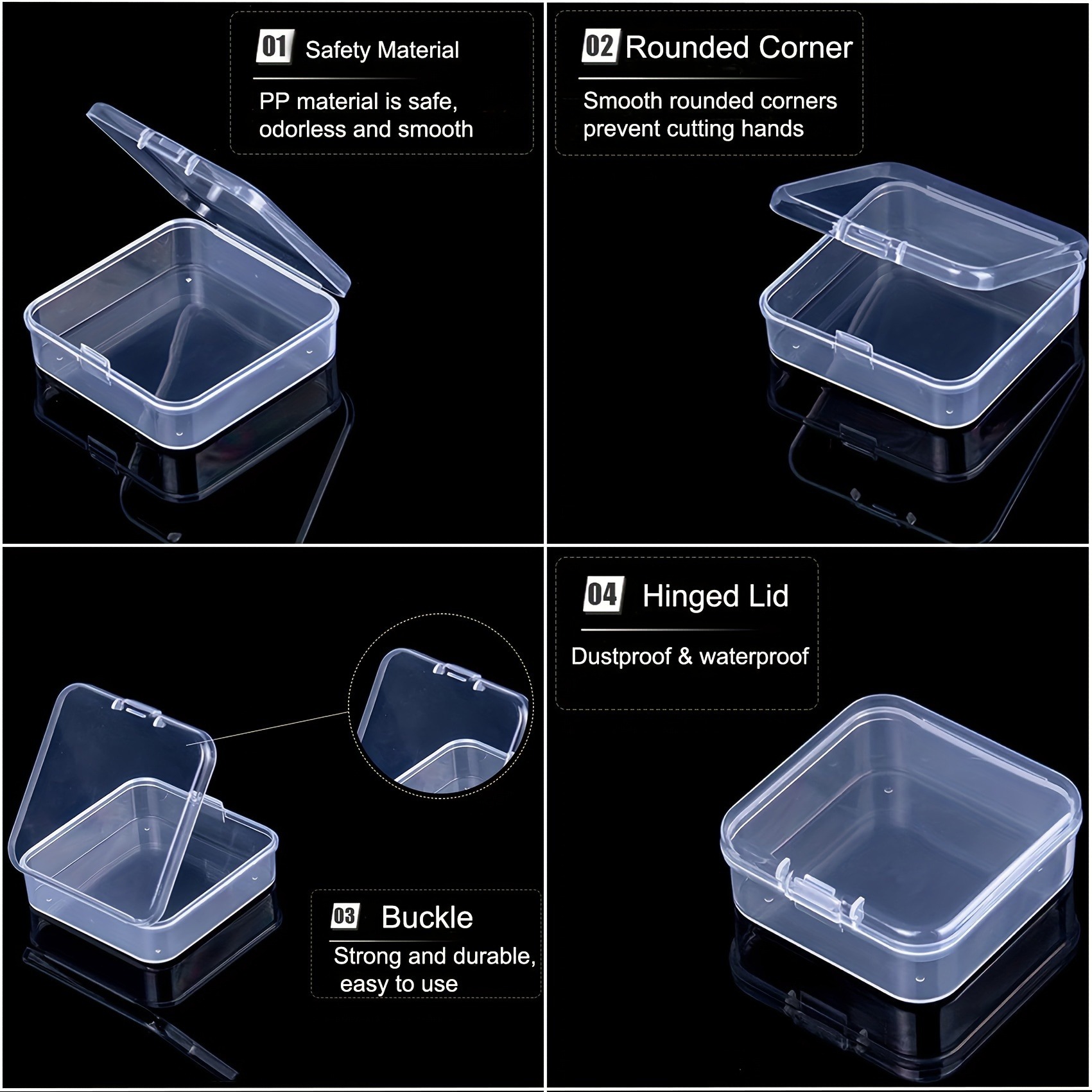 14 30grids multi compartment transparent plastic storage box set durable craft organizer with snap closure removable trays ideal for beads jewelry hair accessories hardware small parts portable craft   gift for crafters diy enthusiasts Product details 4