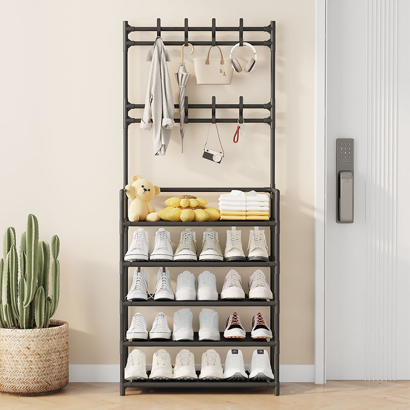 TEMU 2026 New Style Coat Rack, Organizes Coats, Hats, And Bags At The Doorway. 5-tier Freestanding Metal And Plastic Shoe Rack With Hooks, A