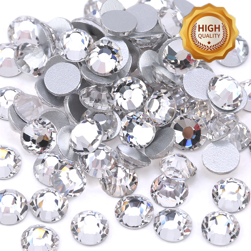 TEMU Strass en cristal transparent /4.8Mm, colle thermocollante, dos plat argenté, strass 3D pour nail art, paillettes, pierres de cristal,