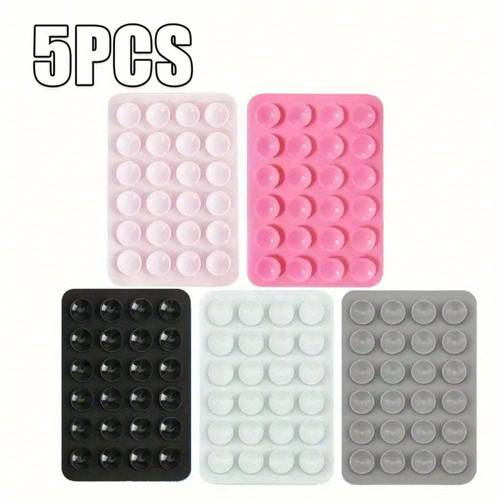 5pcs silicone phone suction cups with 24 sticky pads for cleaning strengthen grip suitable for a of mounting