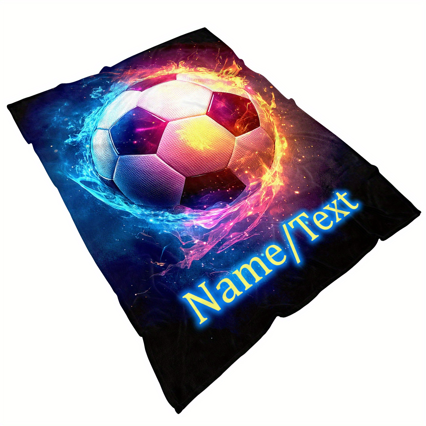 TEMU Custom 1pc Custom Name, Cool Colored Football Pattern Blanket-lightweight Flannel Throw For Sofa, Bed, Travel, Livingroom, Office, Couch And