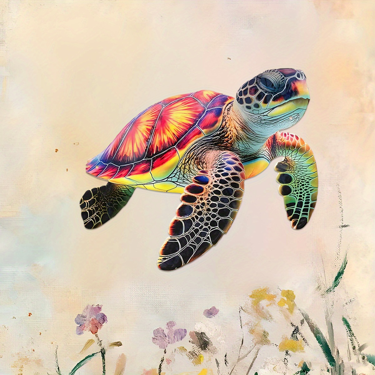 TEMU 1 Pièce Sculpture Murale en Métal Tortue - Décoration Extérieure/Jardin avec Art en Fer à Mouvement , Adaptée pour Ferme, Patio, Jardin, Clôture