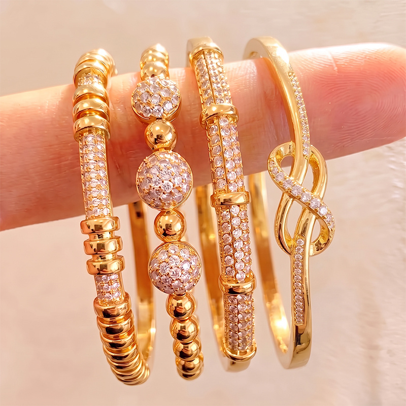 Women's Vibe Stacking Bangle Set, Mixed Decor & Minimal Glossy Styles
