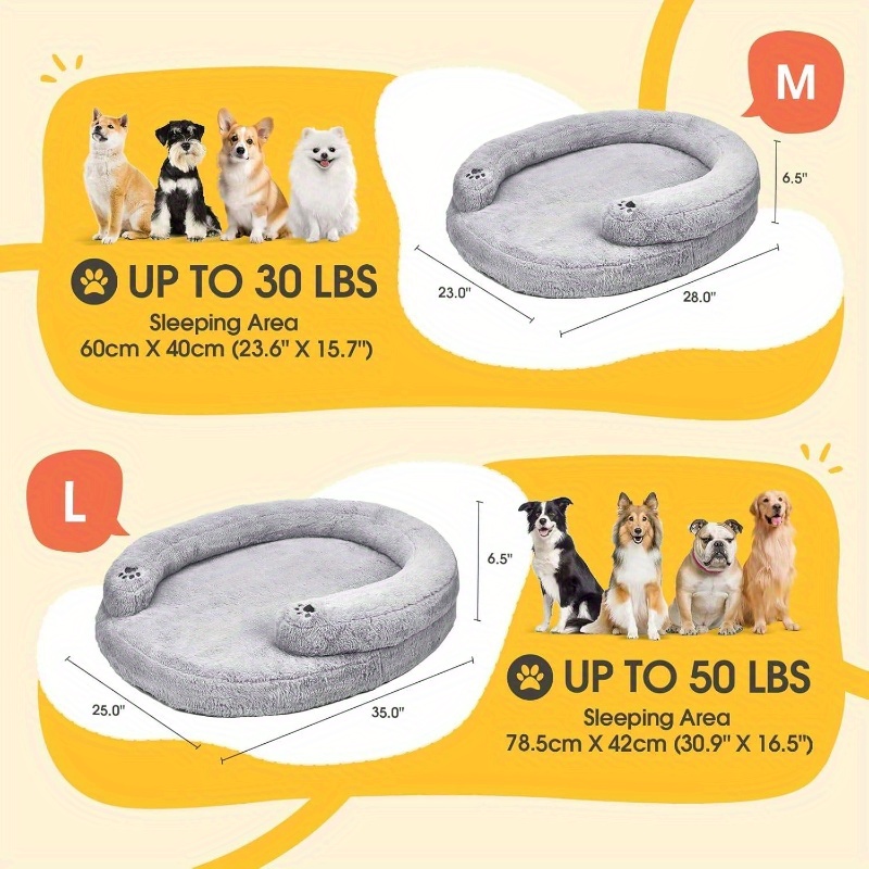 pet soft   orthopedic dog bed small medium size dog high quality supportive foam cat couch bolster pet bed with pillow removable washable cover nonslip bottom grey Product details 5